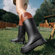 Gudetu japanische Hochrohrregenstiefel für Mädchen Regenstiefel Nicht rutschfeste wasserdichte Schuhe im Freien Wanderschuhe Gummischuhe Pendeln farbblockierende Ritterstiefel Schwarz 36