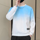 Jeanswest gradient long-sleeved sweatshirt for men spring 2026 new trendy t-shirt for men with casual tops and bottoming shirts 171 white gray L