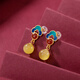 DRJEFUNs925 gold-plated ancient gold beeswax amber new palace retro style earrings women's earrings earrings topaz earrings s925 pair 0 carat