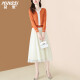 Mingsi Fashion Temperature Set Skirt Spring and Autumn 2024 New Knitted Sweater Mesh Skirt Slimming Two-piece Set 16752 Black S