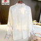 Pierre Cardin New Chinese Style White Embroidered Retro Shirt Women Spring New Zen Button Tang Suit Hanfu Top White L