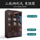 Hexi new Chinese style ebony solid wood bookcase glass door floor-standing integrated storage cabinet living room storage display cabinet shelf ebony wood three-door bookcase