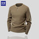 Romon Retro Henley Shirt Vertical Knitted Texture Sweater Men's Slim Business Knitted Sweater Men's T-Shirt Long Sleeve Men