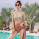 Bobinchen swimsuit women's split three-piece sexy hot girl bikini 24 new style slim-skirt hot spring swimsuit 12211 yellow L-code [recommended 100-110Jin [Jin equals 0.5 kg]]