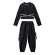 Tan Beiman Girl Dark Jazz Tanz Trendy Cool Performance Model Academy Body Training Girl Fashion Show Set 682 Black Long Sleeve + 2088 Schwarze Hose 140 cm