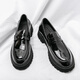 
Chuangjingyi chooses trendy men's casual loafer shoes Korean version one-legged dancer 2024 summer heighten thick sole shiny leather shoes lazy beans 3518 black 43