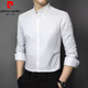 皮尔卡丹（pierre cardin）新中式立领衬衫男士长袖2025春秋季商务正装免烫职业白衬衣中针织 6629 黑色 M 【90-110斤】