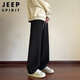 JEEP SPIRIT Jeep pants men's casual pants men's spring and autumn loose straight sportswear trousers black L