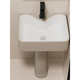 Hongpai Badezimmer Kleine Wohnung integriertes bodengesteuertes Keramiksäulensäulenbecken mit schmalem Waschbecken Balkon Basin-Creme-Waschbecken 4837 Graues Säulenbecken + Objektiv erschwingliche Abdeckung