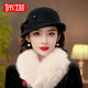 PTAH2024 autumn and winter new style dome shaped top hat sheep wool curled retro warm fashion beret hat black