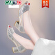 CARTELO 2025 summer new black thick heel high heel fish mouth middle-aged and elderly soft sole mother sandals mid-heel comfortable women's shoes