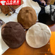 Zhunwu Bere Hat Women's 2025 New Retro Progressive Hat Autumn and Winter Big Head Circumference Showing Face Small Newsboy Cap Peaked Cap Men Brown One Size 55-59cm
