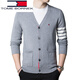 Tommy Hee Kelly selected quality tommy Tommy men's sweater V-neck autumn and winter wool cardigan thickened casual striped sweater Black TM23XJ942 165/M 100-120Jin[Jin equals 0.5 kg]