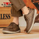 Bull family men's shoes autumn and winter new comfortable soft-soled men's casual shoes retro low-cut lace-up sneakers outdoor sports leather shoes