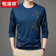 Hengyuanxiang Herren Sommereis-Seide Langsamtes T-Shirt Dünner runder Hals 2024 Neues Herren-Basishemd mit mittlerem Alter T-Shirt Trend Blue 6621 185/3XL