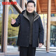 Duck goose down middle-aged and elderly down jacket men's removable liner business casual thickened cold-proof dad jacket JH navy blue L (175)