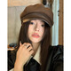Quchen beret women's octagonal hat winter women's octagonal beret painter's hat coffee hat western Sichuan hat leather buckle beret coffee one size