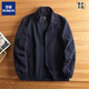 ROMON American outdoor thin jacket men's loose large size stand collar jacket windproof quick-drying spring and autumn jacket dark blue L (130-140Jin Jin equals 0.5kg)
