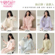 Modal pijama de algodón puro para mujeres en mangas largas de primavera y otoño se puede usar estilo delgado de gran tamaño en el exterior dulce y linda para mujeres, juego de ropa para el hogar 12811 2xl adecuado para 140-160Jin [Jin iguala 0.5 kg]