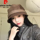 Pierre Cardin French imported quality corduroy fisherman hat for women 2025 new autumn and winter versatile beret for cycling to show temperament red M (56-58cm)