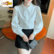 
ZHIDOUDOU embroidered cotton shirt for women 2025 autumn new fashion embroidered white shirt loose versatile long sleeves cy9227 white S 75-95Jin [Jin equals 0.5 kg]