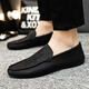 
Woodpecker 2025 youth summer versatile Korean new lazy bean shoes trendy casual men's loafer shoes with one foot D838 black 39