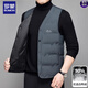 ROMON men's V-neck white duck down vest vest in autumn and winter daddy's outfit warm sleeveless vest top men's jacket 9904 Navy blue 180/XL