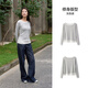 
Semir long-sleeved T-shirt for women asymmetric fake two pieces 2025 autumn caution slim fit color-blocking clothes 10A525101001