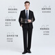 Langdeng men's suit autumn and winter wool two-piece suit business formal easy-care dress commuter suit for men dark blue 46 A_Contact customer service to purchase pants size