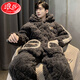 
LangSha 2025 new winter men's pajamas winter thickened plush coral velvet three-layer cotton jacket spring and autumn home clothing G679 standard M-size [suggested height about 165, weight