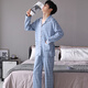 Cat Man Pure Cotton Pyjama Herren Frühling und Herbst Langarmhose großer Größe lässig losen Heimkleidung Set Alle Baumwolle können äußere Verschleiß 3880 Hellblau 3xl [vorgeschlagen 170-190jin [Jin gleich 0,5 kg]]]