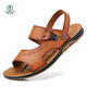 Spechts Sandalen Herrenschuhe Herrenschuppen Herrenschuhe Sommer-Herrenschuhe Neue Strandschuhe ohne Schlupfstrand Sandalen Pantoffeln außerhalb Herrenschuhe 6227 Khaki Rindfleisch Sehne Sohle 38 Standard Lederschuhgröße