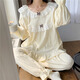 
TULX pajamas for women's palace style autumn women's sweet small 2023 new cotton long-sleeved home clothes spring and autumn style apricot color 6210#[33Y] XL 115-130Jin[Jin equals 0.5 kg]