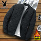 Playboy Cotton Jacket Men's Winter Jacket 2025 Winter Trendy Brand Thickened Jacket Short Warm Cotton Jacket Winter Coldproof Cotton Jacket Men 519 Style Gray Green Stand Collar Upgraded Version/Thickened 2XL 130-145Jin Jin is equal to 0.5 kg