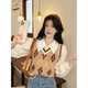 Jiangong high-end white shirt for women in spring and autumn with design niche polo collar long-sleeved shirt layered vest top white (white fabric slightly see-through) M (90-105Jin Jin equals 0.5 kg)