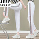 JEEP SPIRIT冰丝女裤子夏季2024新款女士运动休闲裤薄款速干束脚哈伦裤 5633-6#深灰 673/灰色 L 建议95-110斤