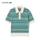 LACOSTE French Crocodile Women's 24-year summer new short-sleeved contrasting striped fashionable knitted POLO shirt AF7027 iri/green striped color block 34 /155