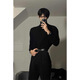 Digada American black turtleneck sweater for men in spring and autumn, handsome and versatile bottoming suit with high-end casual sweater JGCL-M04 black XL