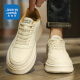 Jeanswest Schuhe Herrenschuhe Frühling und Sommer trendy Brettschuhe Herren dicker alleinerheigere Höhe von Freizeitschuhen Herren vielseitige weiße Schuhe weiße Khaki 41