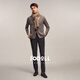 Jodoll Jodon [анти-толковаемое машина для стирки] Кардиганский мужской случайный мягкий отворотный лацкат чисто шерсть кофе серой 48