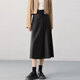 Aubaixi Leather Skirt Women's 2025 Spring Autumn Winter New High Waist Mid-Length Retro Umbrella Skirt A-Line Skirt Khaki M