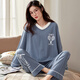 Pang Donglai DL pajamas for women in spring and autumn pure cotton Korean version cartoon long sleeve large size two-piece suit summer autumn and winter style home clothes can be worn outside. Color GXT9922 picture color M code (recommended 75-95Jin [Jin equals 0.5 kg])