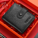 Cobia Paul Wallet Men's Short Leather Wallet Multi-Card Wallet Business Cowhide Men's Couple Wallet Zipper Certificate Bag Black Black
