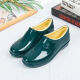 Qisiman's new all-season low-cut shallow mouth rain boots for women, kitchen non-slip waterproof shoes, short-tube women's rain boots, warm water rubber shoes, single shoe style [dark green] one size too small 39