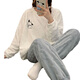 
Xuanfanduo pajamas for women in winter, coral velvet thickened plush long sleeve cute loose flannel home clothing set for outside 679# M 75-100Jin [Jin equals 0.5 kg]