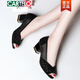 CARTELO 2025 summer new black thick heel high heel fish mouth middle-aged and elderly soft sole mother sandals mid-heel comfortable women's shoes