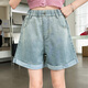 OEHE [Clearing Price] Girls Summer Thin Denim Shorts Children's Pants Medium Large Children Girl Student Straight Hot Pants 9755 Red Label 170