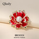 Qlady peony flower brooch high-end women's sweater corsage anti-exposure pin coat suit accessories silk scarf button birthday gift