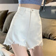Miao Yijia denim shorts for hot girls, summer new super shorts for outer wear, wide-legged, high-waisted, raw edges for women, versatile, ripped denim shorts, white M, recommended 95-105Jin Jin is equal to 0.5kg