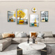 
Mohu living room decoration painting sofa background wall new mural modern simple TV background atmospheric abstract four-pair hanging painting Jinlu Nafu 15940 (including wall clock) tempered crystal porcelain combination-sturdy durable black frame